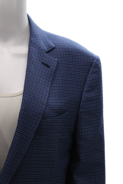 Ermenegildo Zegna Mens Blue Check Wool Blend Blazer Button Size L