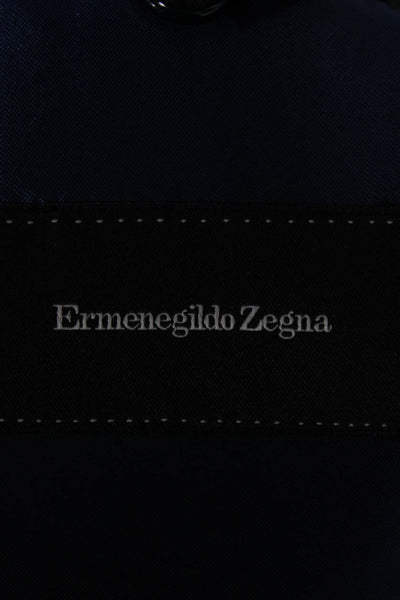 Ermenegildo Zegna Mens Blue Check Wool Blend Blazer Button Size L