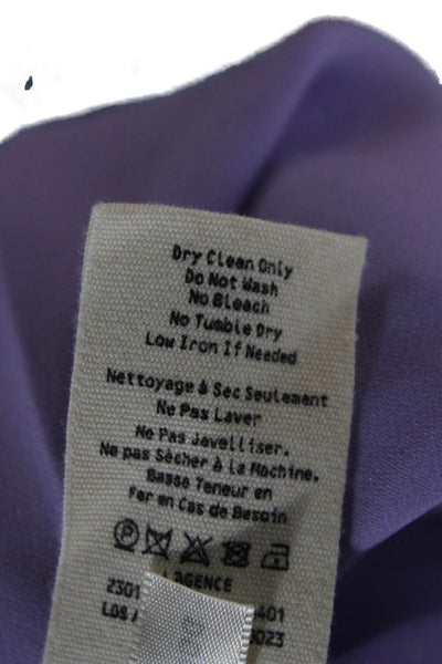 L'Agence Womens Silk Collared Sleeveless Basic Blouse Purple Size M