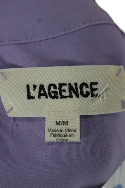 L'Agence Womens Silk Collared Sleeveless Basic Blouse Purple Size M