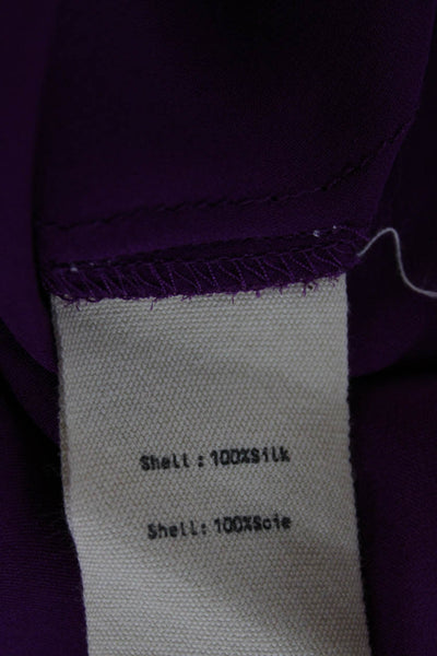 L'Agence Womens Basic Collared Sleeveless Silk Blouse Purple Size M