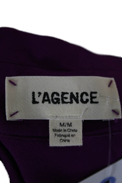 L'Agence Womens Basic Collared Sleeveless Silk Blouse Purple Size M