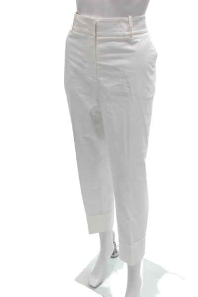 Peserico Womens Cropped Cotton Pants White Zip Size 46