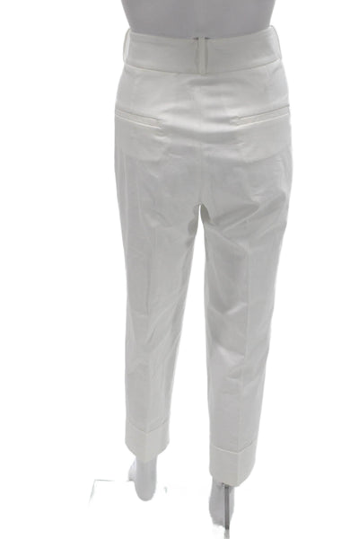 Peserico Womens Cropped Cotton Pants White Zip Size 46