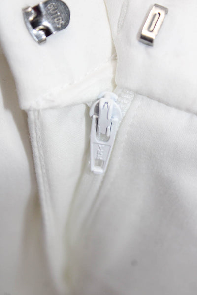 Peserico Womens Cropped Cotton Pants White Zip Size 46
