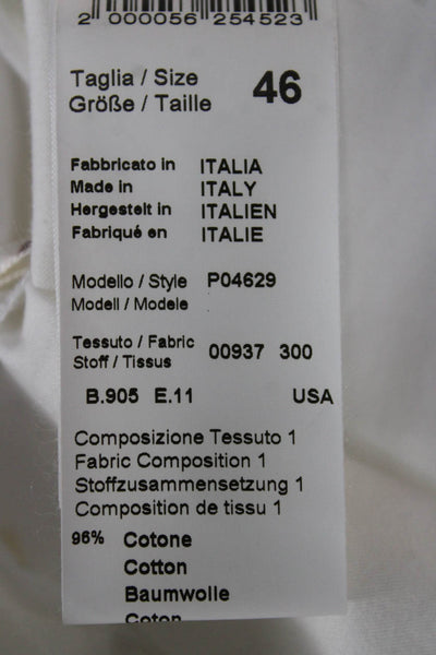 Peserico Womens Cropped Cotton Pants White Zip Size 46