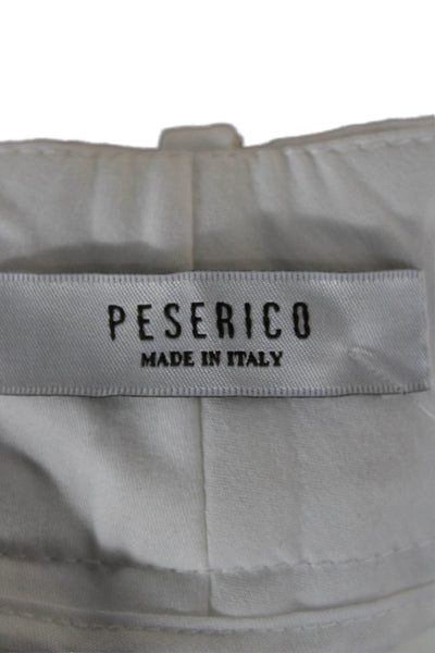 Peserico Womens Cropped Cotton Pants White Zip Size 46