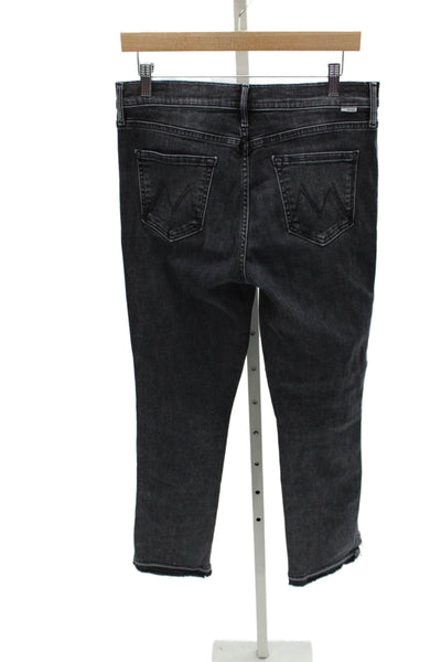 Mother Womens Ankle Jeans Black High Rise Cotton Blend Inseam 30 Size 29