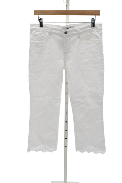 J Brand Womens Cropped White High Rise Distressed Jeans Cotton Blend Size 30