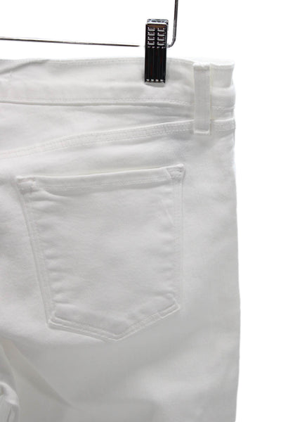 J Brand Womens Cropped White High Rise Distressed Jeans Cotton Blend Size 30
