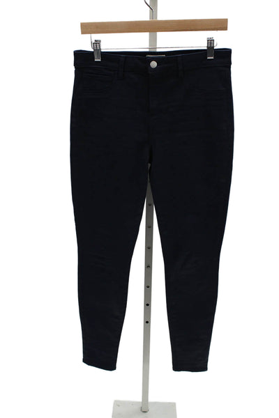 L'Agence Women Skinny Jeans Blue High Rise Cotton Blend Button Fly Size 30