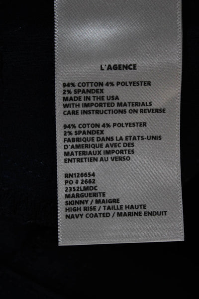 L'Agence Women Skinny Jeans Blue High Rise Cotton Blend Button Fly Size 30