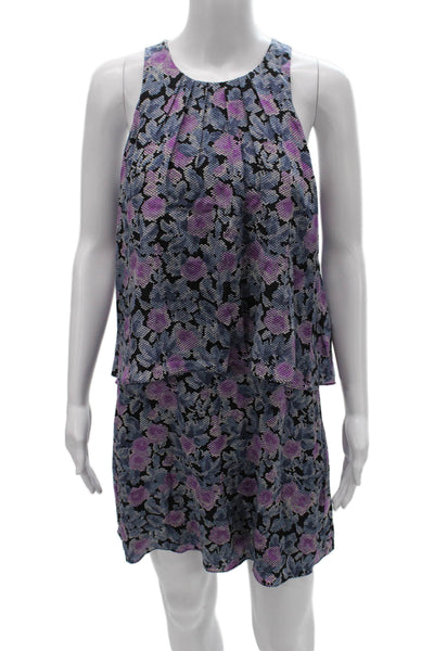 Joie Women Silk Floral Halter Romper Multicolor Button Sleeveless Short Size XS