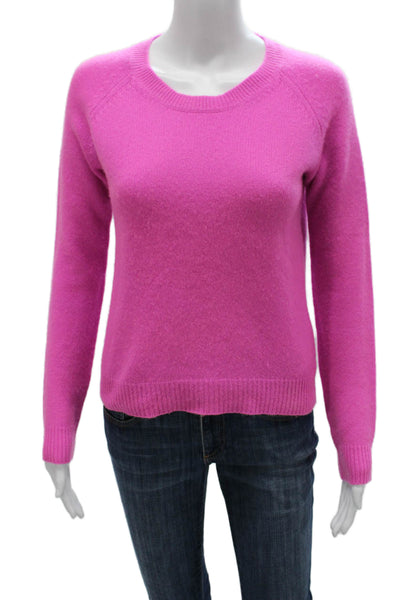 Jumper Women Pink Cashmere Crew Neck Long Sleeve Pullover Sweater Size 1