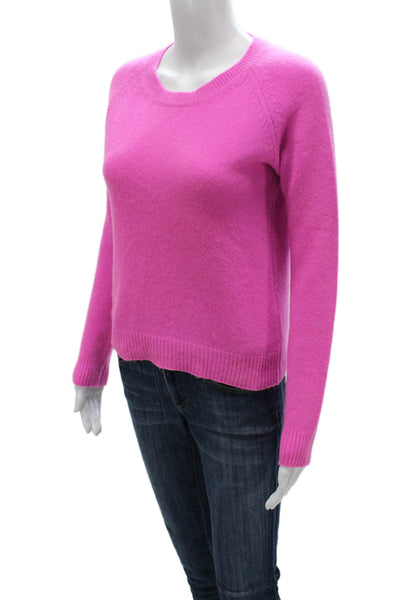 Jumper Women Pink Cashmere Crew Neck Long Sleeve Pullover Sweater Size 1