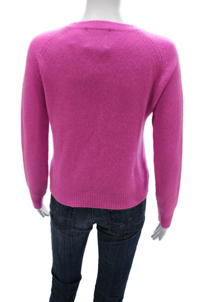 Jumper Women Pink Cashmere Crew Neck Long Sleeve Pullover Sweater Size 1