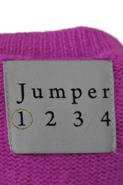 Jumper Women Pink Cashmere Crew Neck Long Sleeve Pullover Sweater Size 1