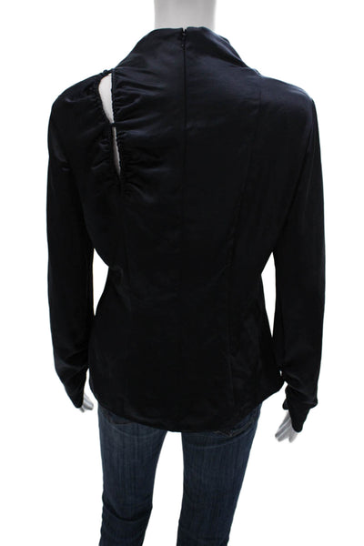 Zara Women Blue Cowl Neck Long Sleeve Basic Blouse Polyester Size S