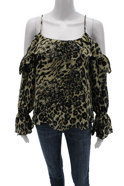 Parker Women Off Shoulder Multicolor Animal Print Blouse 3/4 Sleeve Size M