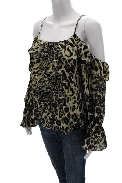 Parker Women Off Shoulder Multicolor Animal Print Blouse 3/4 Sleeve Size M