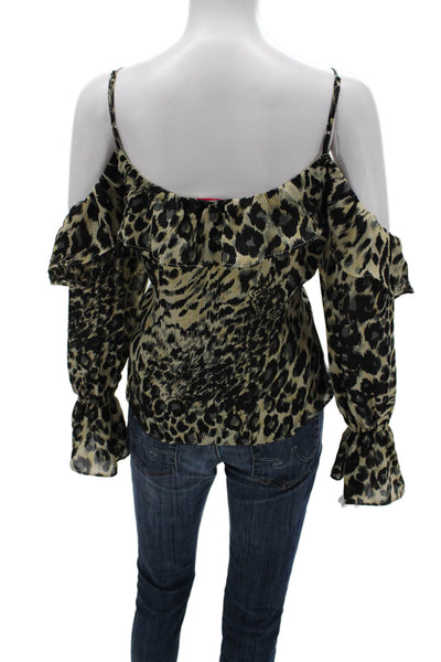 Parker Women Off Shoulder Multicolor Animal Print Blouse 3/4 Sleeve Size M