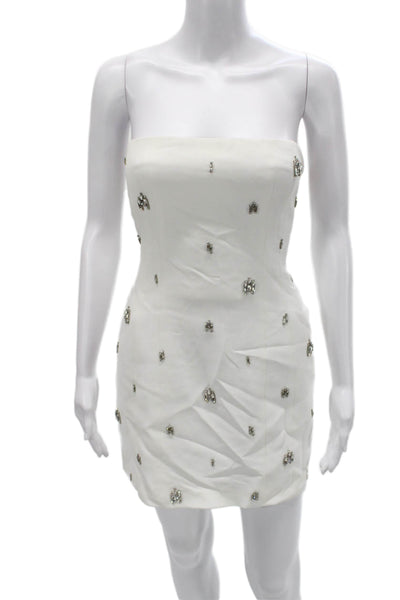 A.L.C. Women Strapless Mini Dress White Triacetate Zip Sleeveless Size 6
