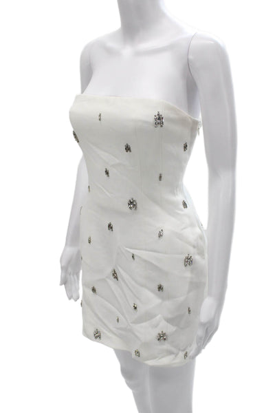 A.L.C. Women Strapless Mini Dress White Triacetate Zip Sleeveless Size 6