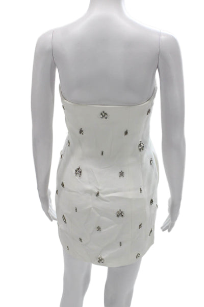 A.L.C. Women Strapless Mini Dress White Triacetate Zip Sleeveless Size 6