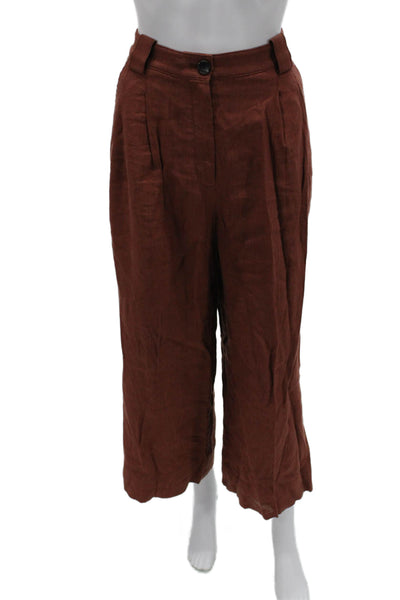 A.L.C. Women Cropped Brown Linen Pants Size 4