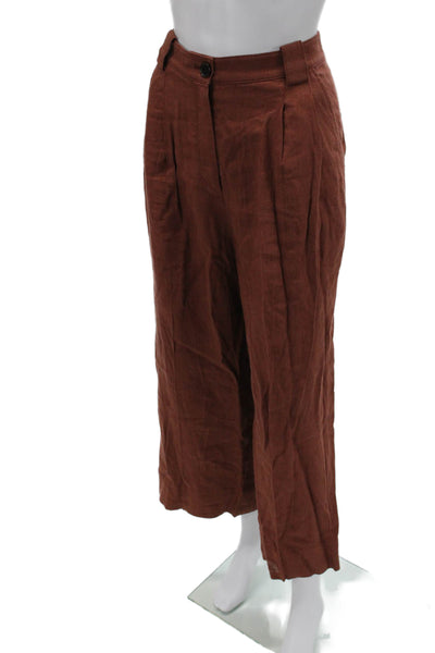 A.L.C. Women Cropped Brown Linen Pants Size 4