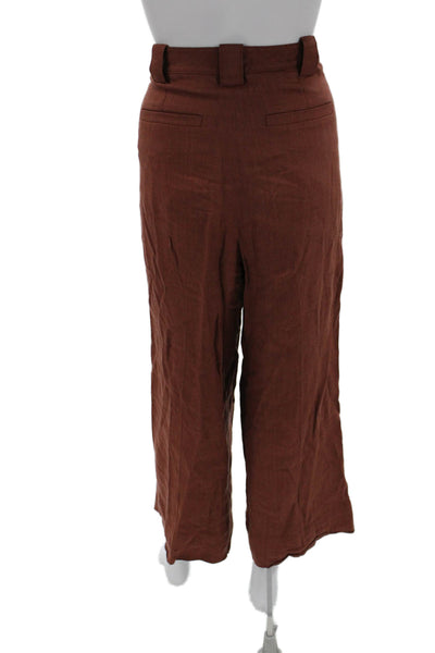 A.L.C. Women Cropped Brown Linen Pants Size 4