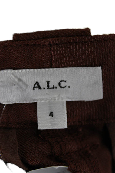 A.L.C. Women Cropped Brown Linen Pants Size 4