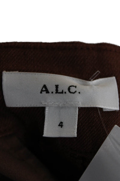 A.L.C. Womens Bermuda Shorts Brown Linen Button Size 4