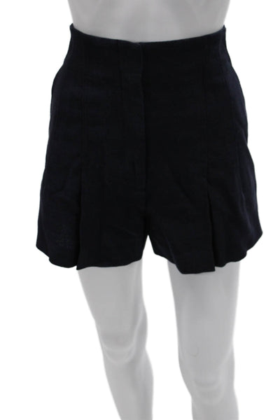 A.L.C. Women Hot Pants Blue Linen Blend Zip Size 6