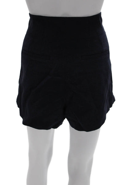 A.L.C. Women Hot Pants Blue Linen Blend Zip Size 6