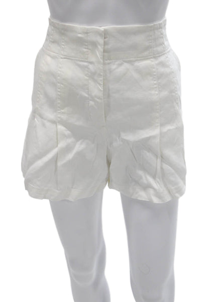 A.L.C. Womens Hot Pants White Linen Blend Zip Size 6