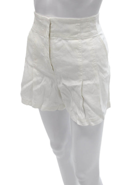 A.L.C. Womens Hot Pants White Linen Blend Zip Size 6