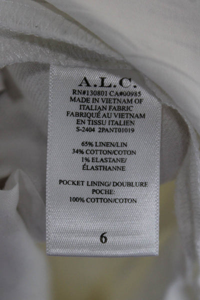 A.L.C. Womens Hot Pants White Linen Blend Zip Size 6