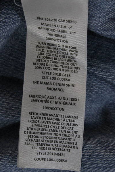 Current/Elliott Women Button-Up Shirt Blue Long Sleeve Cotton Size 1