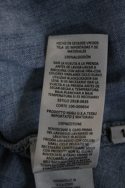 Current/Elliott Women Button-Up Shirt Blue Long Sleeve Cotton Size 1
