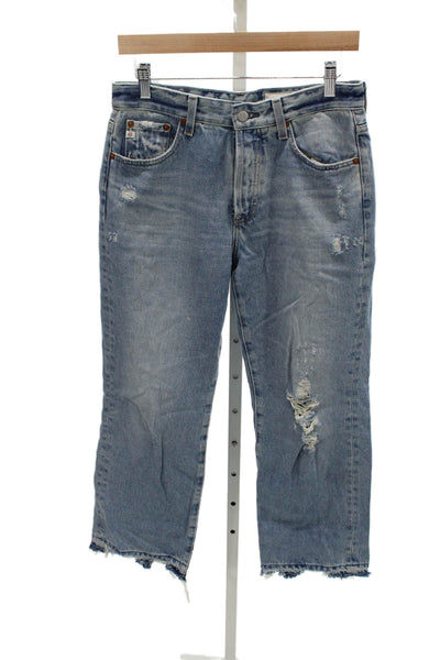 AG Adriano Goldschmied Women Cropped Jeans Blue High Rise Button Size 28