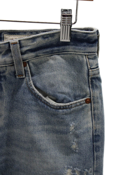 AG Adriano Goldschmied Women Cropped Jeans Blue High Rise Button Size 28