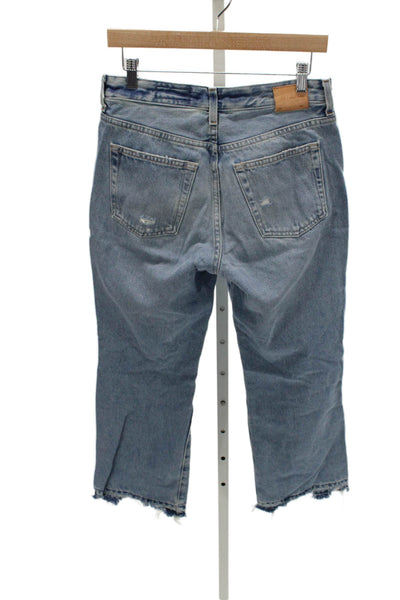 AG Adriano Goldschmied Women Cropped Jeans Blue High Rise Button Size 28