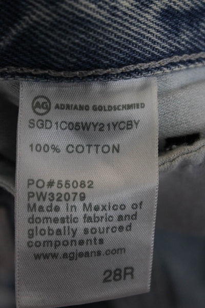 AG Adriano Goldschmied Women Cropped Jeans Blue High Rise Button Size 28
