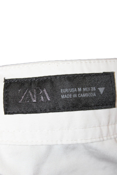 Zara Women Cargo Skirt Beige Cotton Drawstring Mini Size M