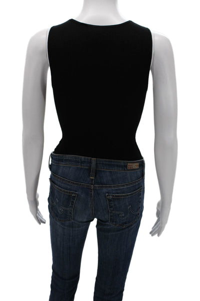 Babaton Womens Basic Black Scoop Neck Sleeveless Tank Eco Viscose Size 2XS