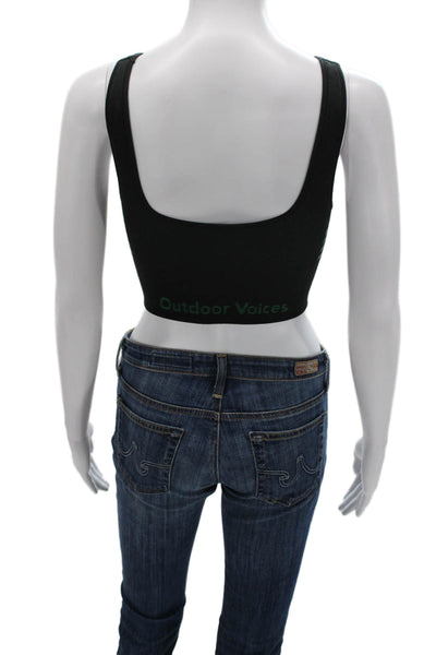 Outdoor Voices Womens Pullover Sports Bra Black Green Size Small