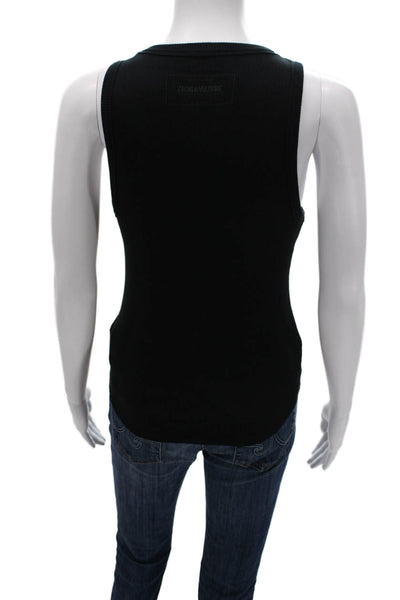 Zadig & Voltaire Unisex Tank Scoop Neck Sleeveless Black Cotton Basic Size XS