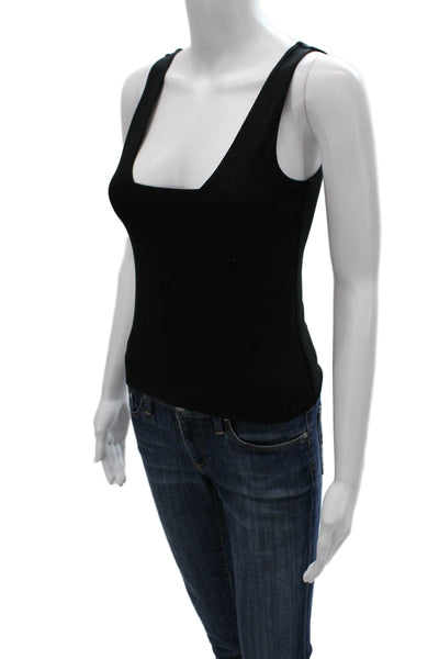 Vince Women Black Square Neck Tank Top 94% Pima Cotton Size XS