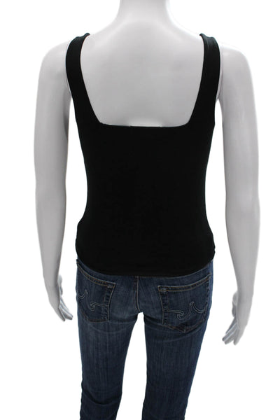 Vince Women Black Square Neck Tank Top 94% Pima Cotton Size XS